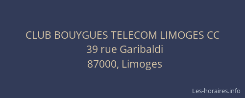 CLUB BOUYGUES TELECOM LIMOGES CC