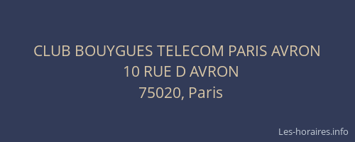 CLUB BOUYGUES TELECOM PARIS AVRON