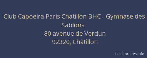 Club Capoeira Paris Chatillon BHC - Gymnase des Sablons