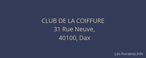 CLUB DE LA COIFFURE