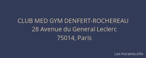 CLUB MED GYM DENFERT-ROCHEREAU