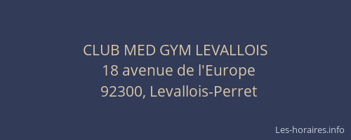 CLUB MED GYM LEVALLOIS