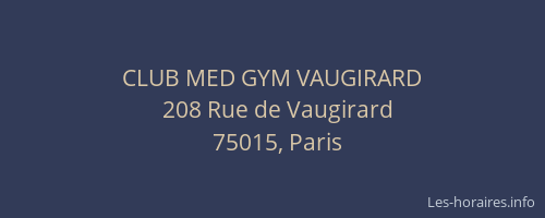 CLUB MED GYM VAUGIRARD