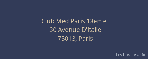 Club Med Paris 13ème