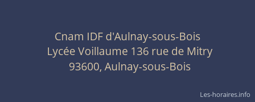 Cnam IDF d'Aulnay-sous-Bois