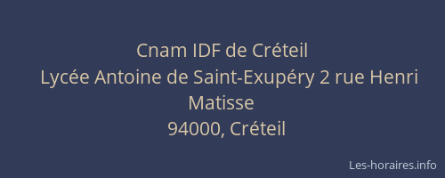 Cnam IDF de Créteil