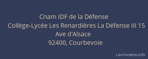 Cnam IDF de la Défense