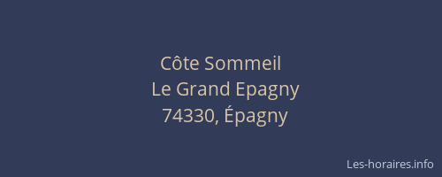 C&ocirc;te Sommeil