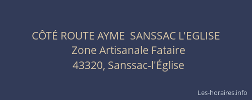 C&Ocirc;T&Eacute; ROUTE AYME  SANSSAC L'EGLISE