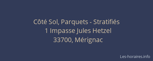 Côté Sol, Parquets - Stratifiés
