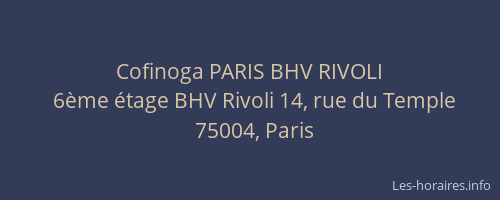 Cofinoga PARIS BHV RIVOLI