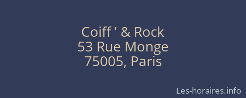 Coiff ' & Rock