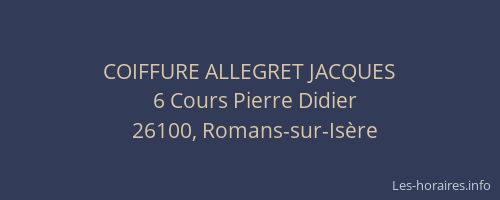 COIFFURE ALLEGRET JACQUES