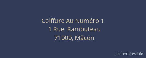 Coiffure Au Numéro 1