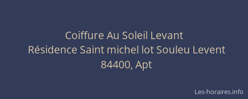 Coiffure Au Soleil Levant