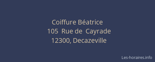 Coiffure B&eacute;atrice
