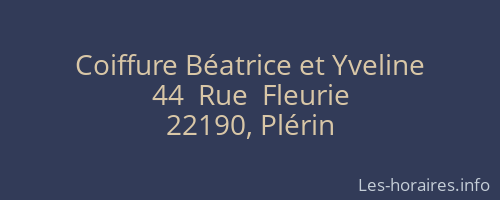 Coiffure Béatrice et Yveline
