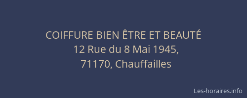 COIFFURE BIEN &Ecirc;TRE ET BEAUT&Eacute;