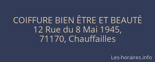 COIFFURE BIEN ÊTRE ET BEAUTÉ