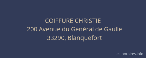 COIFFURE CHRISTIE