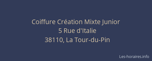 Coiffure Cr&eacute;ation Mixte Junior