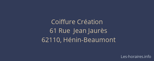 Coiffure Cr&eacute;ation