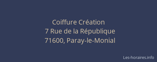 Coiffure Cr&eacute;ation