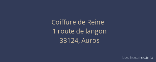 Coiffure de Reine