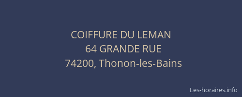 COIFFURE DU LEMAN