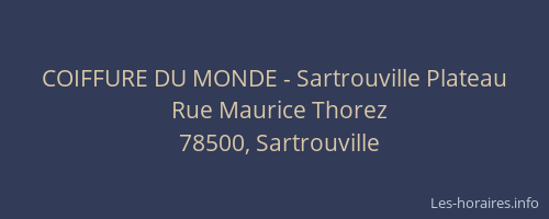 COIFFURE DU MONDE - Sartrouville Plateau