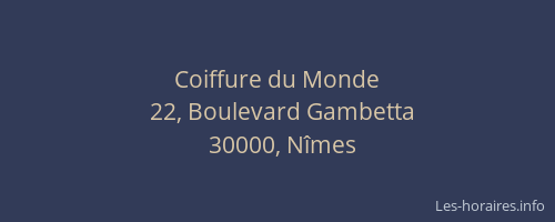 Coiffure du Monde