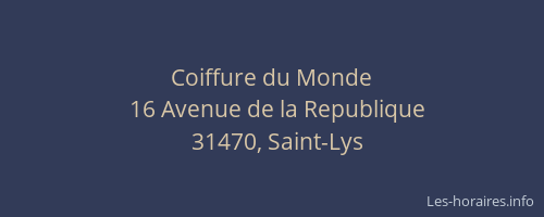 Coiffure du Monde