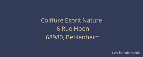 Coiffure Esprit Nature