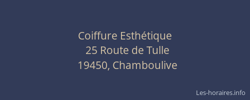 Coiffure Esth&eacute;tique