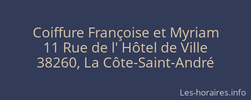 Coiffure Françoise et Myriam