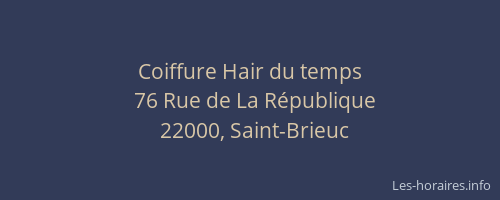 Coiffure Hair du temps