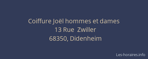 Coiffure Jo&euml;l hommes et dames