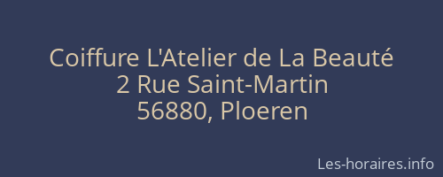Coiffure L'Atelier de La Beauté
