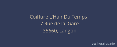 Coiffure L'Hair Du Temps