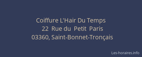 Coiffure L'Hair Du Temps