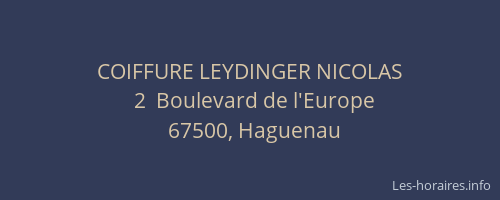 COIFFURE LEYDINGER NICOLAS