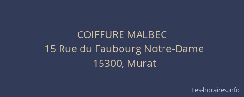 COIFFURE MALBEC