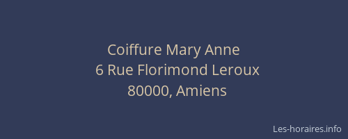 Coiffure Mary Anne