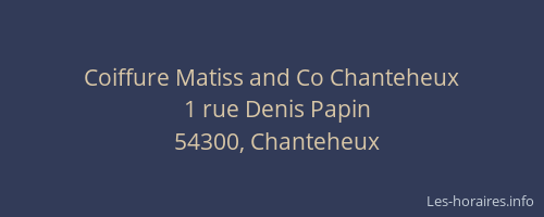 Coiffure Matiss and Co Chanteheux