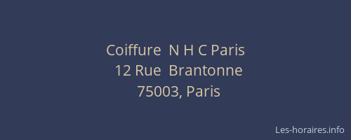 Coiffure  N H C Paris