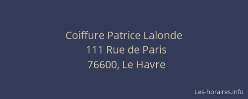 Coiffure Patrice Lalonde