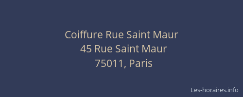 Coiffure Rue Saint Maur