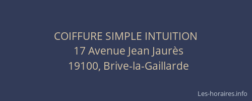 COIFFURE SIMPLE INTUITION