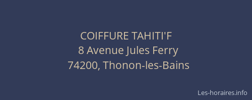 COIFFURE TAHITI'F