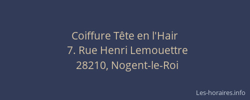 Coiffure T&ecirc;te en l'Hair